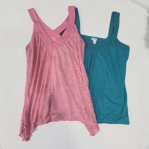 Old Navy I-N-C  Size Large (Junior's)  Tanks Teal  Pink  Sleeveless Tops  2 tops